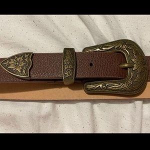 Brown double buckle belt
